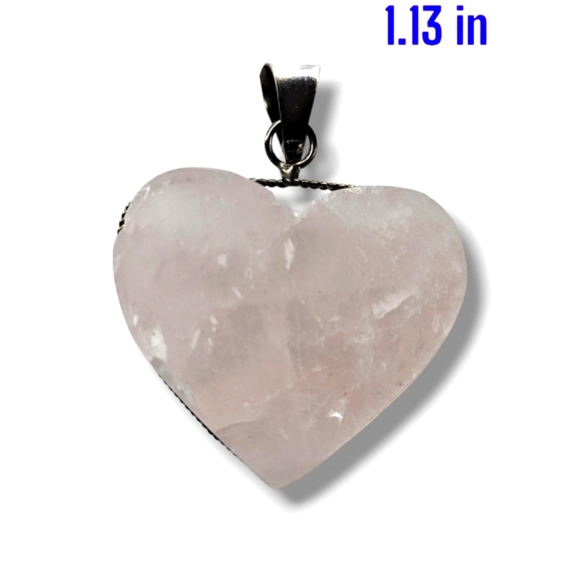 Authentic 1.13" Faceted Rose Quartz Heart Silver Pendant from Teothihuacan MX - Picture 3 of 6